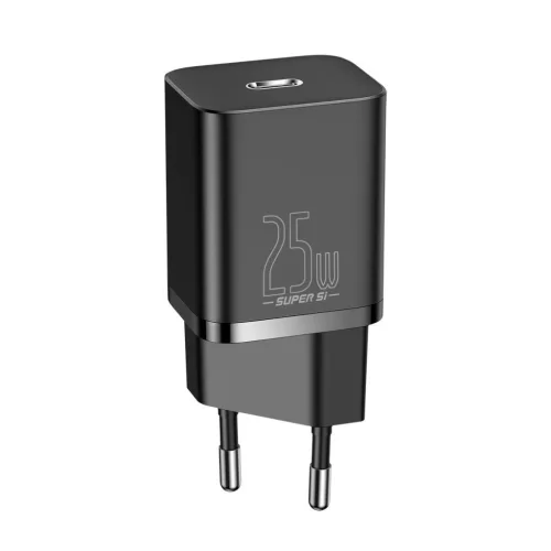 Baseus Super Si 1C 25W szybka ładowarka adapter z kablem USB-C-USB-C 1m czarny (TZCCSUP-L01)