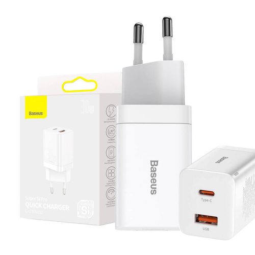 Baseus CCSUPP-E02 Super Si Pro 30W USB/USB C bijeli brzi punjač