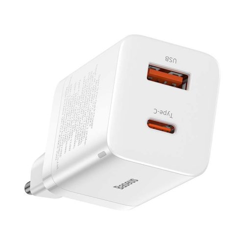 Baseus CCSUPP-E02 Super Si Pro 30W USB/USB C bijeli brzi punjač