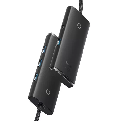 Baseus Lite Series 4 v 1 USB - 4x USB 3.0 hub 25 cm čierny (WKQX030001)