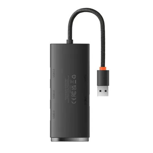 Baseus Lite Series 4 v 1 USB - 4x USB 3.0 hub 25 cm čierny (WKQX030001)