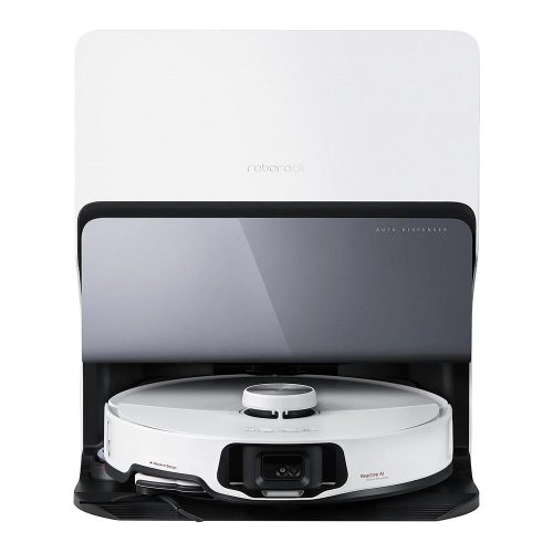 Roborock S8 MaxV Ultra black robot vacuum cleaner with dock