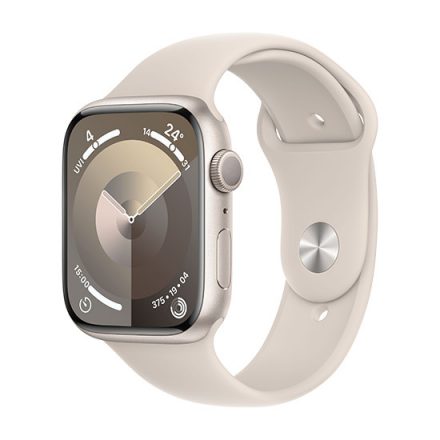 Apple Watch Series 9 GPS 45mm Starlight hliníkový pouzdro se sportovním páskem S/M - Starlight