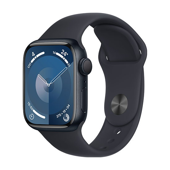 Apple Watch Series 9 GPS 41mm Hliníkový pouzdro v barvě Midnight se sportovním páskem S/M - Midnight