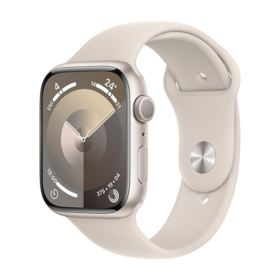 Apple Watch Series 9 GPS 45mm Starlight hliníkový pouzdro se sportovním páskem S/M - Starlight